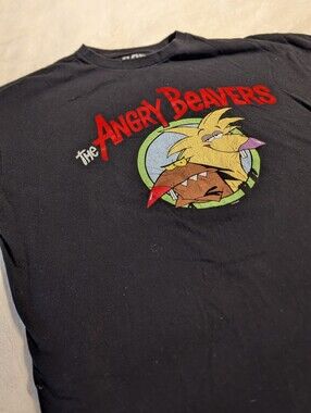 The Angry Beavers Graphic Tee - Black with Red & Multi Color Print Xxl